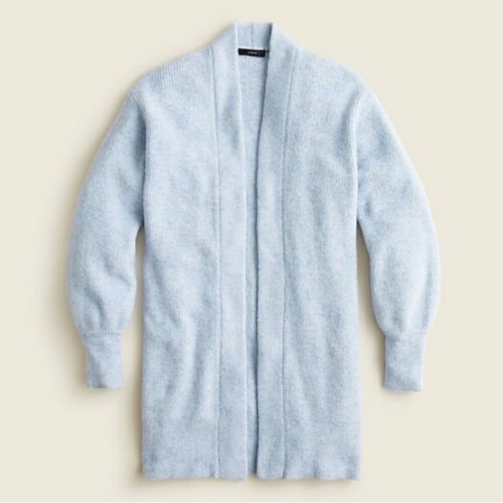 J Crew Soft Blue Long Ribbed Cardigan Sweater in Supersoft Yarn BD423